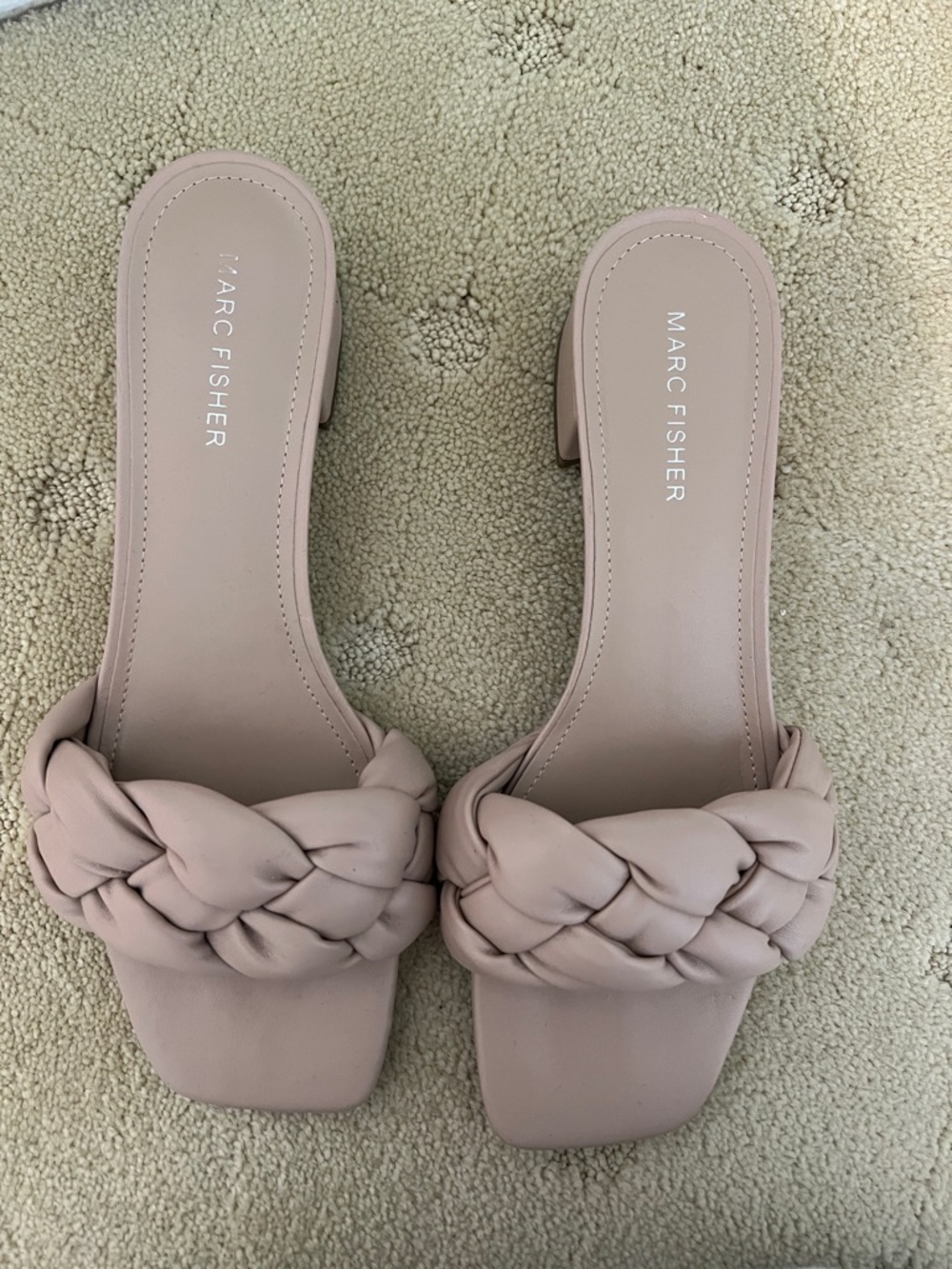 Marc Fisher Braided Beige Slide Mules